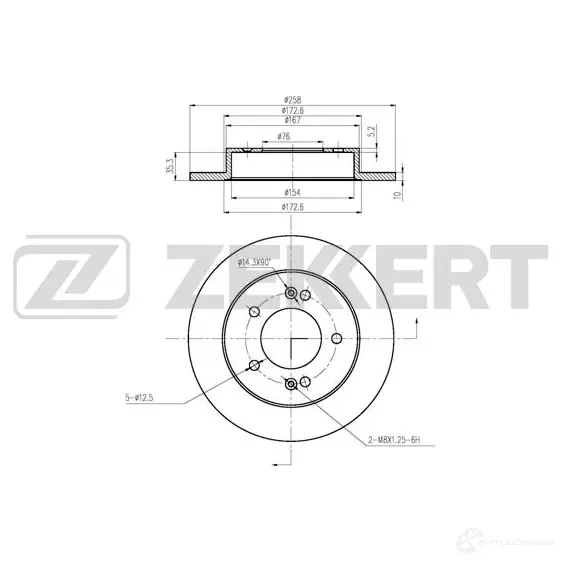 Тормозной диск ZEKKERT BS-5874 1440205520 4VP 9IL