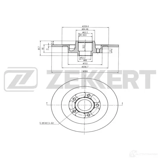Тормозной диск ZEKKERT 1440205523 BS-5870 APP0 E0