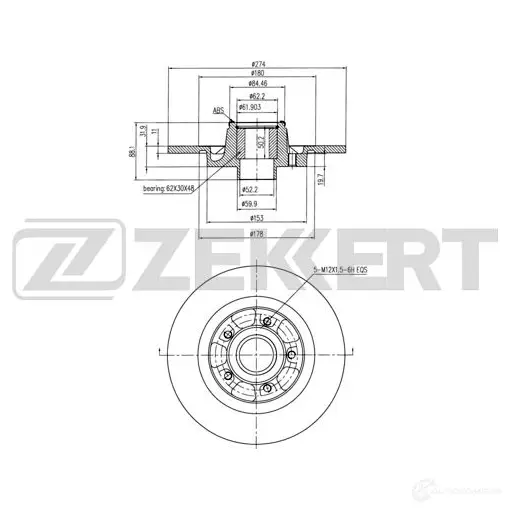 Тормозной диск ZEKKERT 1440205524 BS-5869 RA 22T5T изображение 0