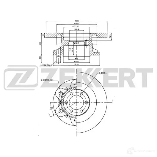 Тормозной диск ZEKKERT BS-5861 JFPX ZL9 1440205533 изображение 0