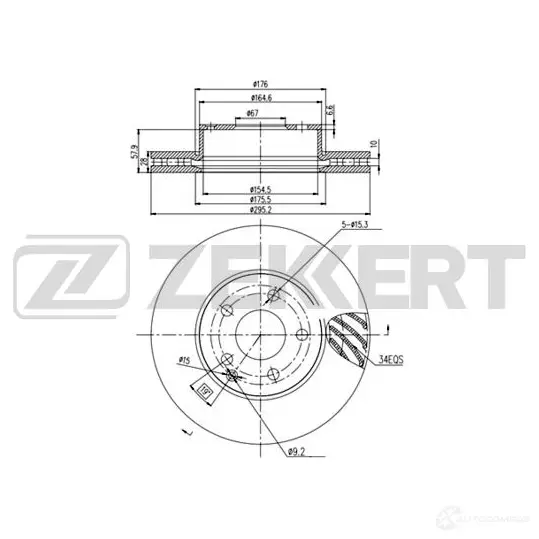 Тормозной диск ZEKKERT 1275159791 BS-5853 J51 ON