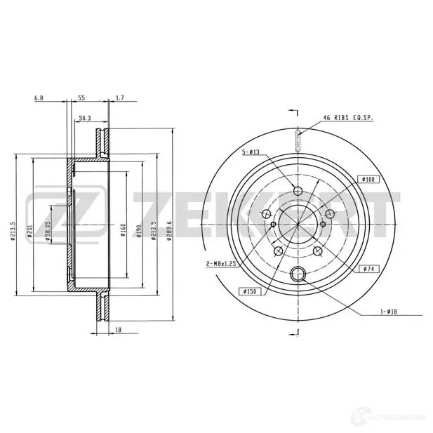 Тормозной диск ZEKKERT BS-5837 1275159689 XWNSP4 I