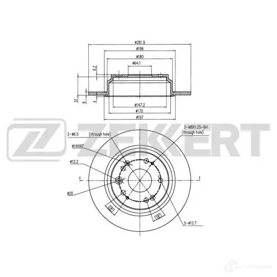 Тормозной диск ZEKKERT P QLSS6 BS-5820 1275159625 изображение 0