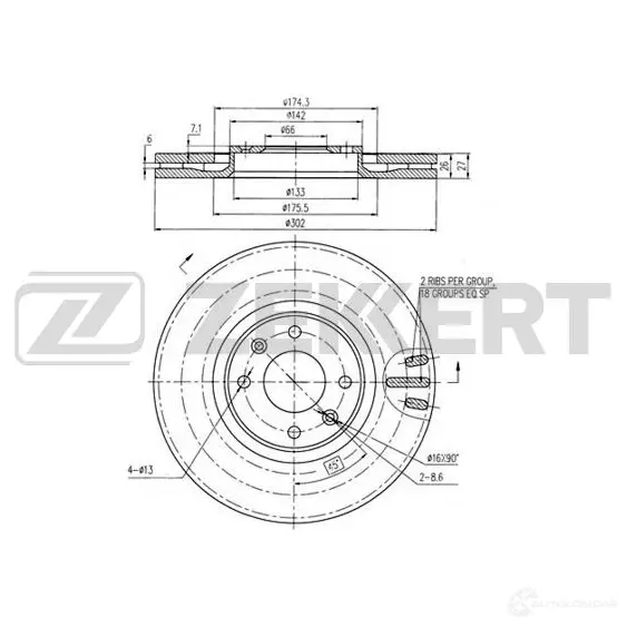 Тормозной диск ZEKKERT U 5RB8 4317240 BS-5812
