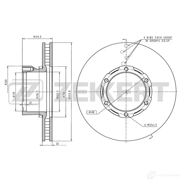 Тормозной диск ZEKKERT 4317196 W2BM5 6 BS-5766
