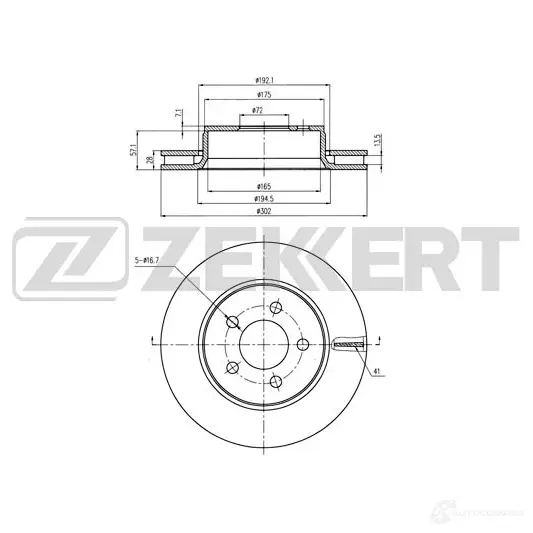Тормозной диск ZEKKERT BS-5760 4317190 B UAA7 изображение 0