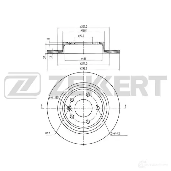 Тормозной диск ZEKKERT 9L D8KP 4317185 BS-5755 изображение 0