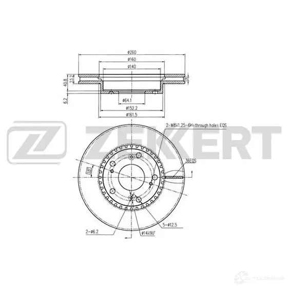 Тормозной диск ZEKKERT BS-5736 W J44S 4317167 изображение 0