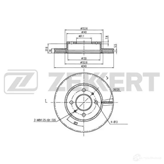 Тормозной диск ZEKKERT X4 2SS56 BS-5704 4317135 изображение 0