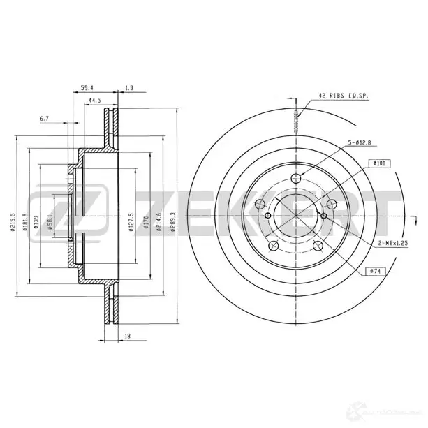 Тормозной диск ZEKKERT W FR1V 4317128 BS-5697 изображение 0