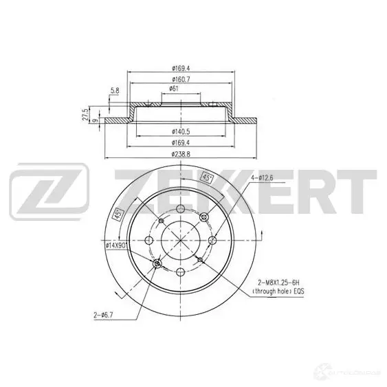 Тормозной диск ZEKKERT BS-5695 WKS C4 4317126 изображение 0