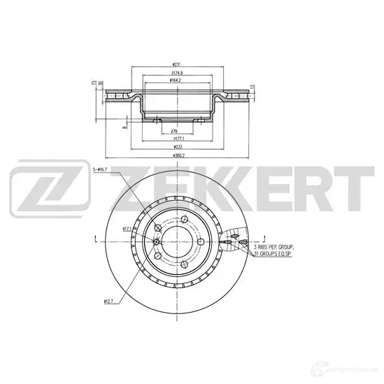 Тормозной диск ZEKKERT 4317121 B CVBEMZ BS-5689 изображение 0