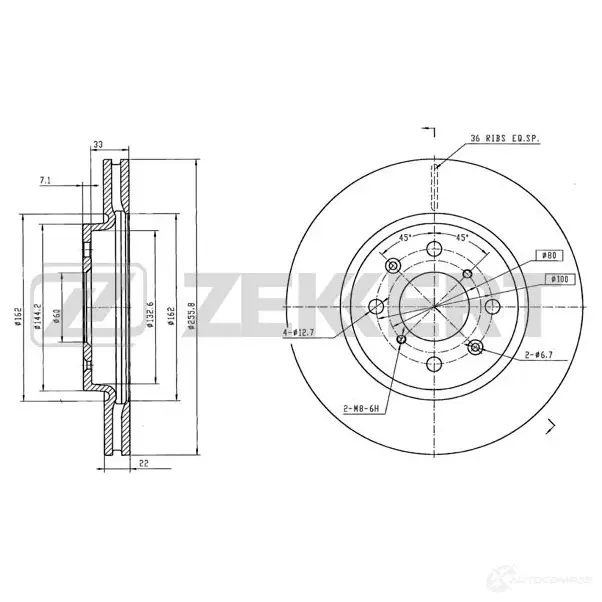 Тормозной диск ZEKKERT C2RNY P BS-5678 4317110 изображение 0