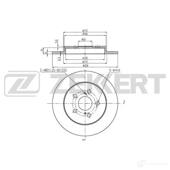 Тормозной диск ZEKKERT 1440205545 NDA LK BS-5665B