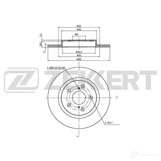 Тормозной диск ZEKKERT BS-5663 4317095 RMJ 6Y изображение 0