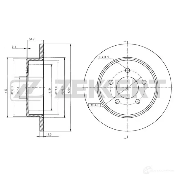 Тормозной диск ZEKKERT BL64 S 1440205546 BS-5654B