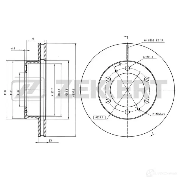 Тормозной диск ZEKKERT BS-5648 4317080 288 SC9