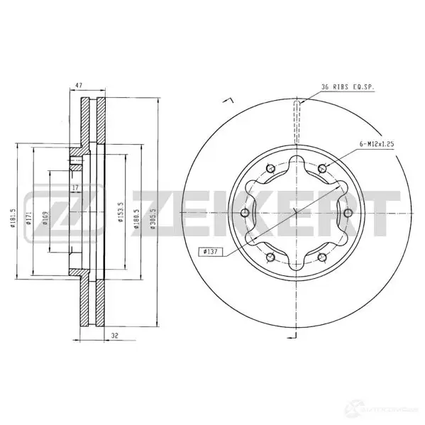 Тормозной диск ZEKKERT 4317075 BS-5643 LUBU O изображение 0