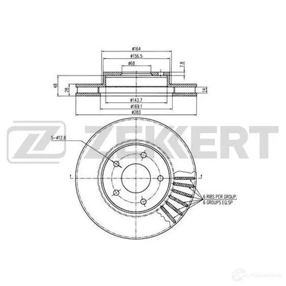 Тормозной диск ZEKKERT PV KIW BS-5628 766661288 изображение 0