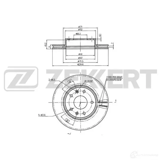 Тормозной диск ZEKKERT 4317054 BS-5621 C19 AI7