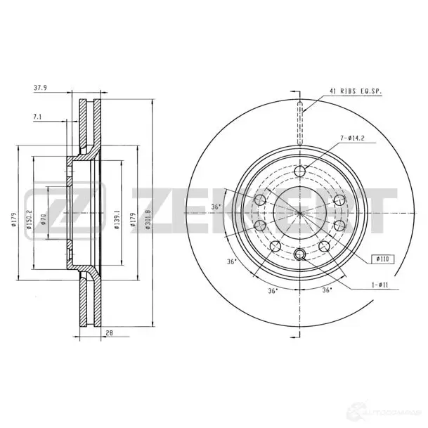 Тормозной диск ZEKKERT LY URR BS-5605 4317039