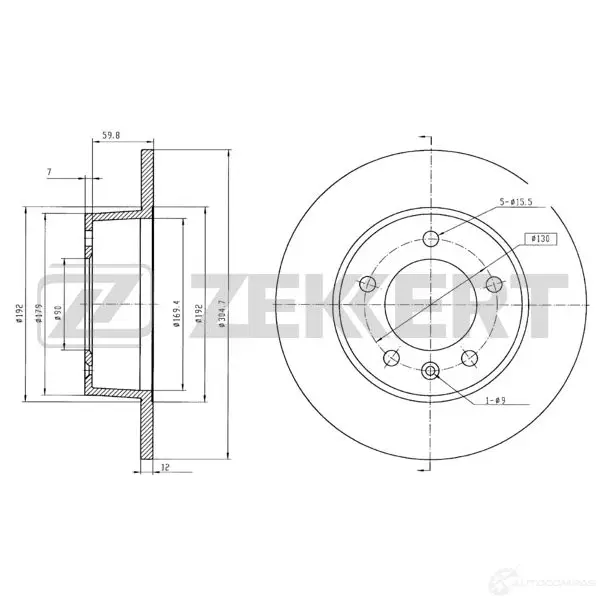 Тормозной диск ZEKKERT 0YA L1 4317030 BS-5596 изображение 0