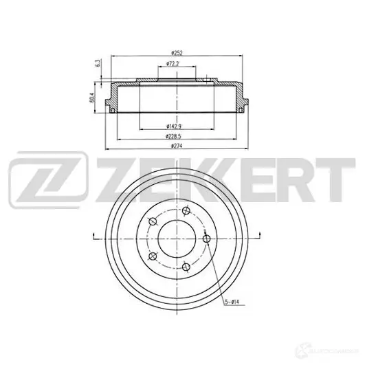 Тормозной барабан ZEKKERT 4316995 2KHAE 7 BS-5557 изображение 0