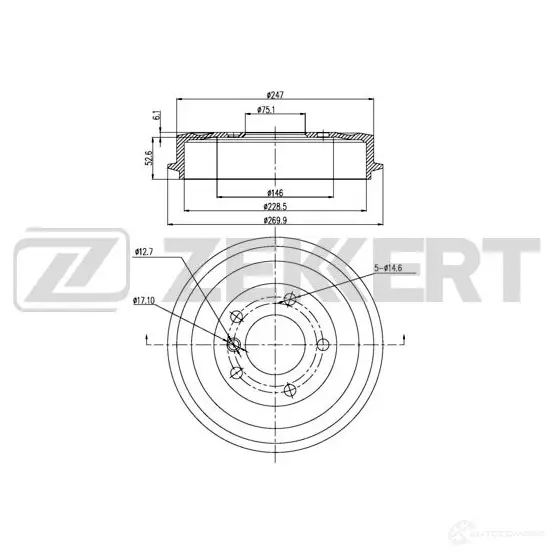 Тормозной барабан ZEKKERT BS-5549 4316988 LO C97 изображение 0