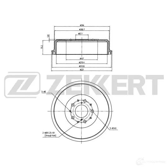 Тормозной барабан ZEKKERT 4316983 02K7 7 BS-5543 изображение 0