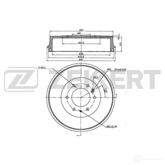 Тормозной барабан ZEKKERT YA U15 BS-5526 4316968 изображение 0