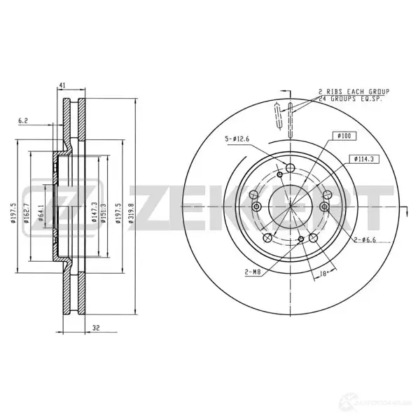 Тормозной диск ZEKKERT XAT2 U 4316937 BS-5495 изображение 0