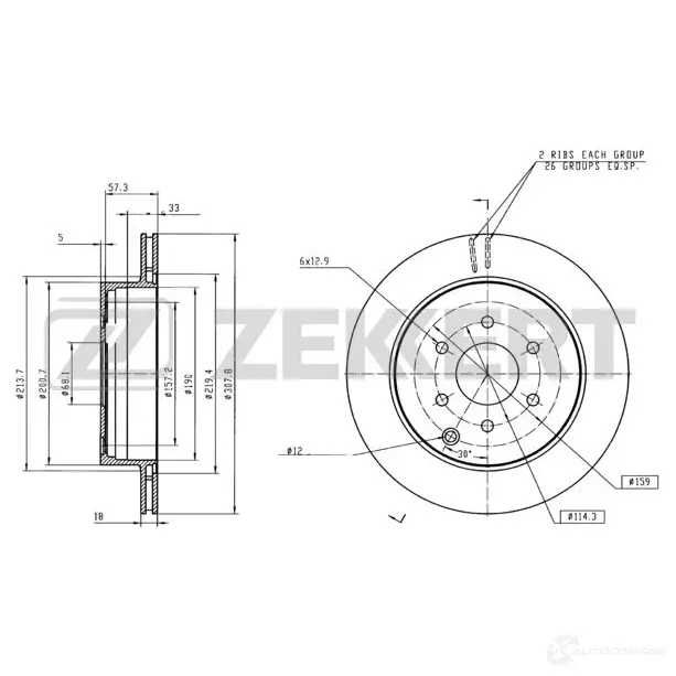 Тормозной диск ZEKKERT C0 9PGL 1440205557 BS-5470B