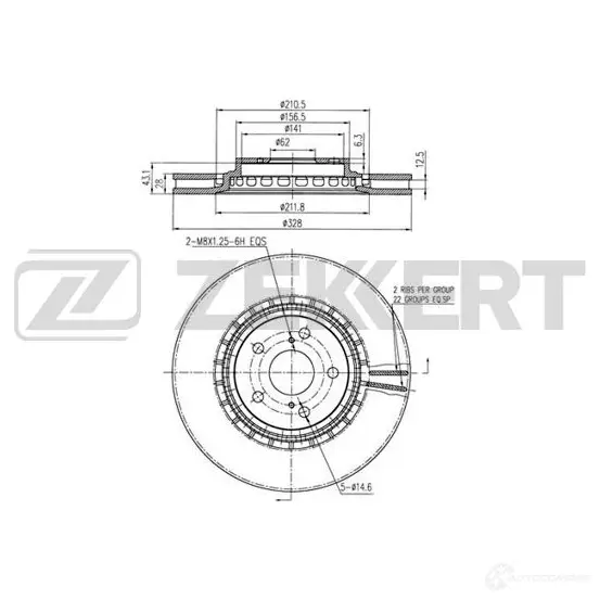 Тормозной диск ZEKKERT 6 DJUUJ 4316902 BS-5460 изображение 0