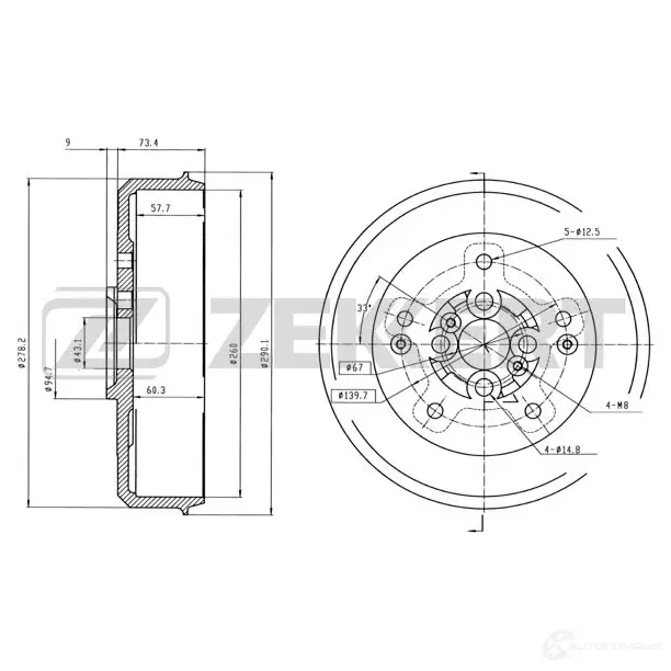 Тормозной барабан ZEKKERT 4316890 BS-5448 Z DP4Q