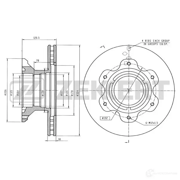 Тормозной диск ZEKKERT 4316887 BS-5445 GA DJVM