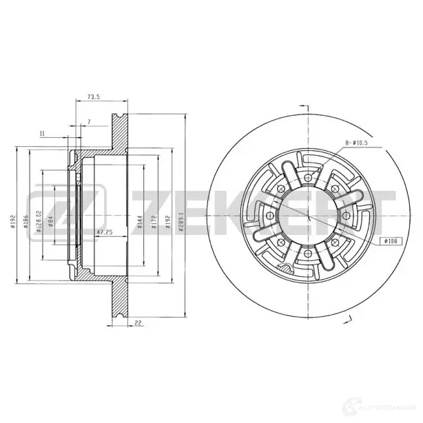 Тормозной диск ZEKKERT UTZQD C 4316885 BS-5443