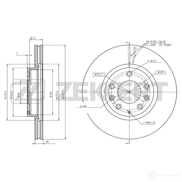 Тормозной диск ZEKKERT N 1VAL0M 4316878 BS-5436