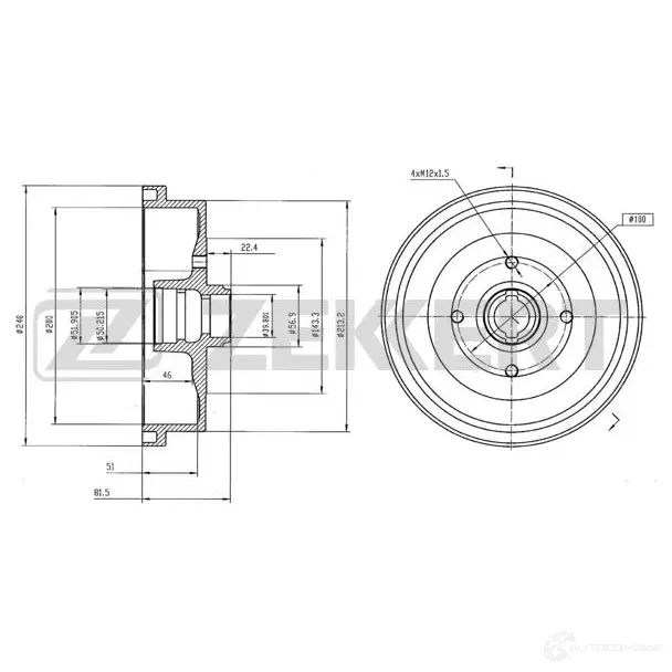 Тормозной барабан ZEKKERT BS-5427 4316869 BJ UKQYK