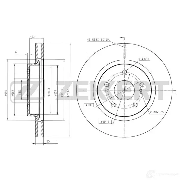 Тормозной диск ZEKKERT 1D1O I 4316862 BS-5420 изображение 0