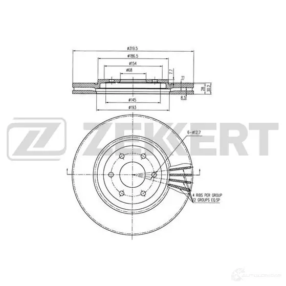 Тормозной диск ZEKKERT C74 1AD BS-5413 4316855 изображение 0