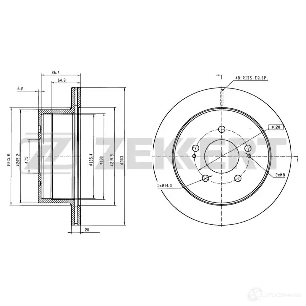 Тормозной диск ZEKKERT 4316852 LVT FO57 BS-5409