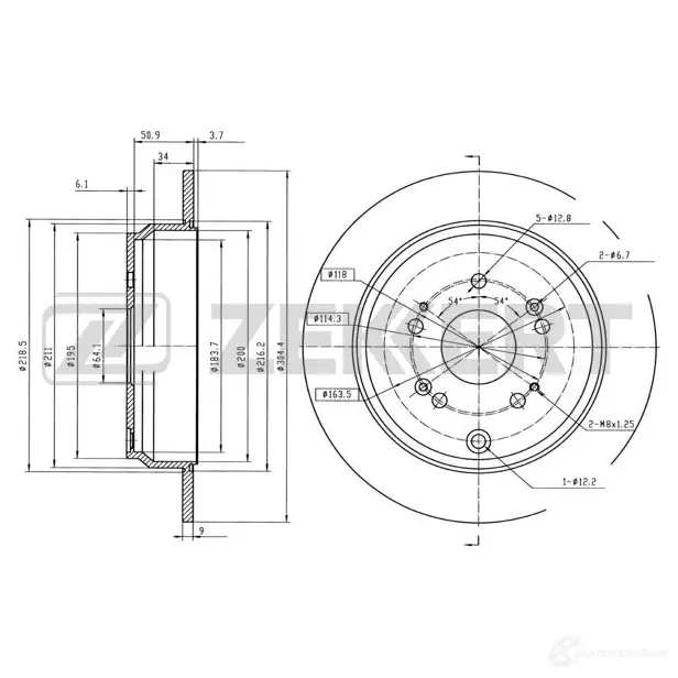 Тормозной диск ZEKKERT R HPCIYD 1440205566 BS-5386B