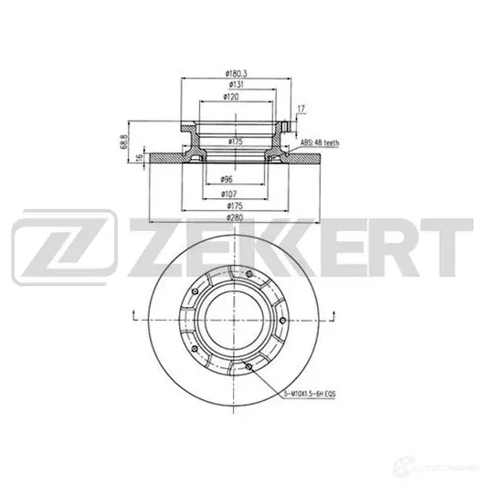 Тормозной диск ZEKKERT BS-5329BZ 1440205572 SR 1N0G