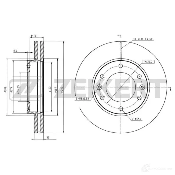 Тормозной диск ZEKKERT YYD0 QC BS-5323 4316786 изображение 0