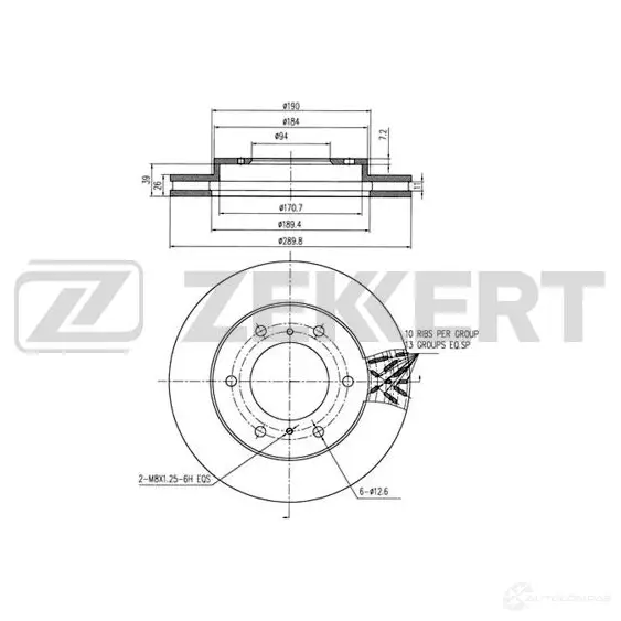 Тормозной диск ZEKKERT BS-5319 0X4K I 4316784 изображение 0
