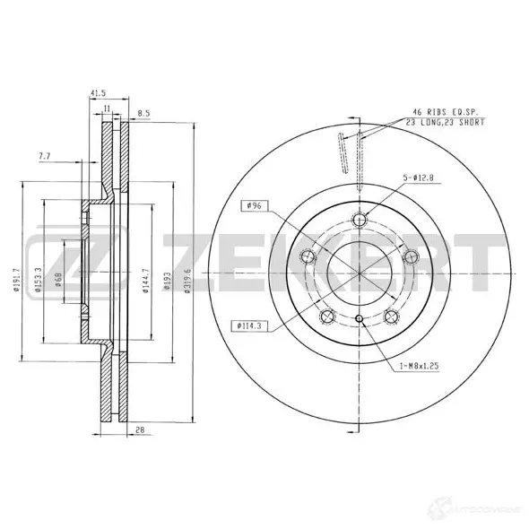Тормозной диск ZEKKERT 4 RV3WL 4316781 BS-5315