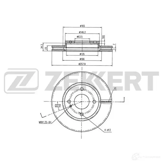 Тормозной диск ZEKKERT TI2 Z3R 4316778 BS-5312 изображение 0