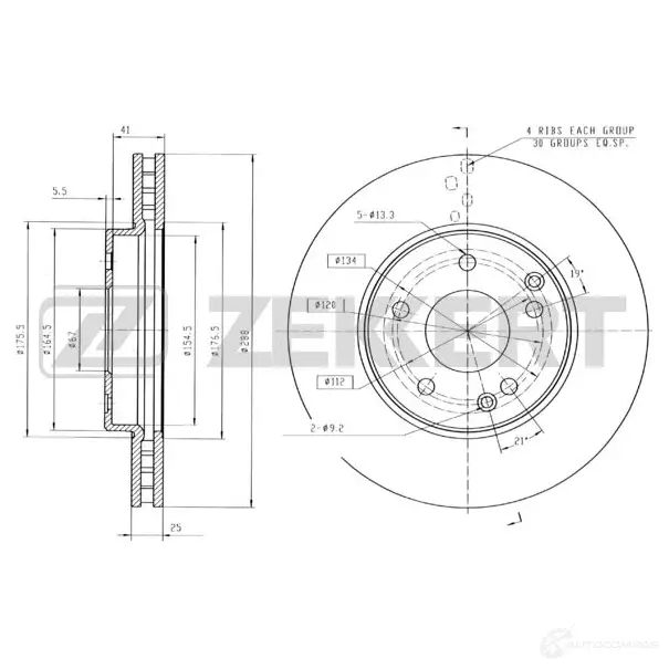 Тормозной диск ZEKKERT 1440205578 UPTWD 8 BS-5289B