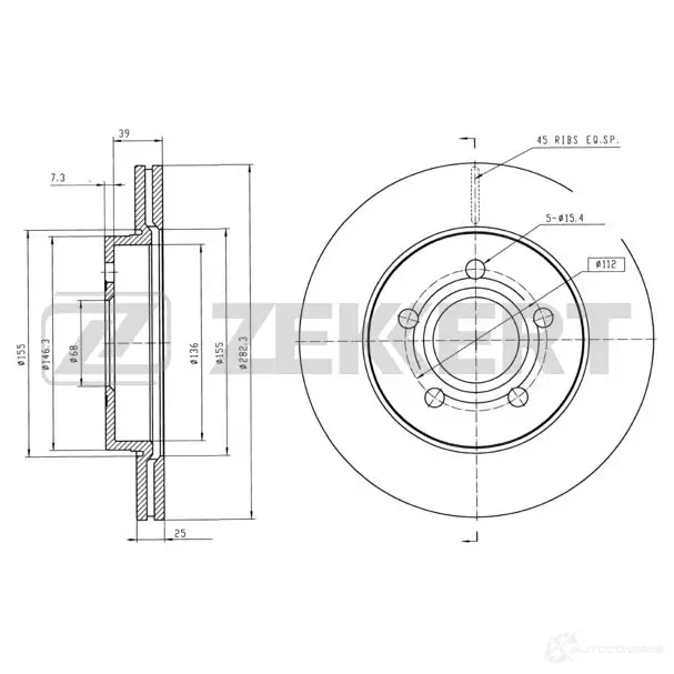 Тормозной диск ZEKKERT O IRIKP 4316733 BS-5257