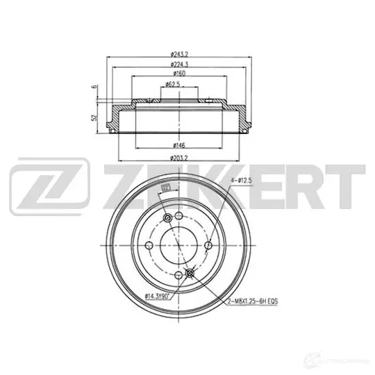 Тормозной барабан ZEKKERT 5ZA2F O BS-5215 4316691 изображение 0